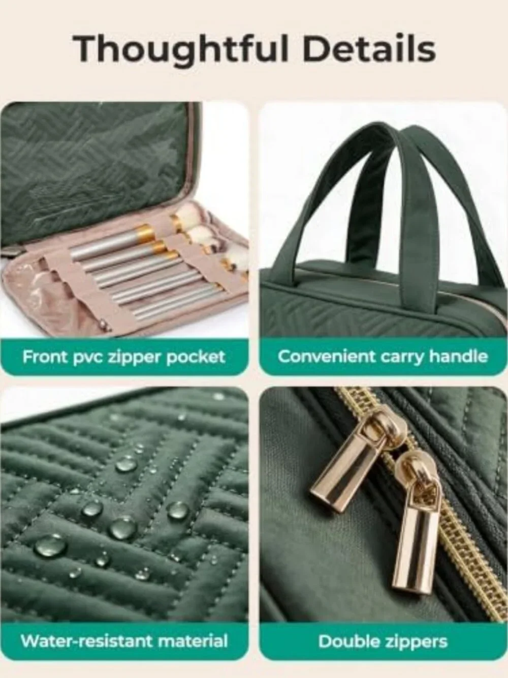 Hanging Travel Toiletry Bag & Makeup Organizer with TSA-Approved Clear Pouch